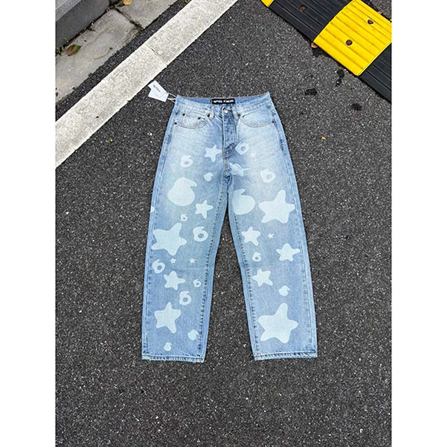 Sp5der Light blue Star Graphic Jeans