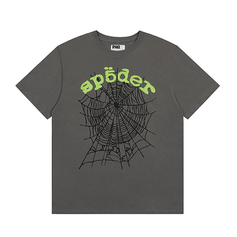 Sp5der Grey Spider Web Graphic T-Shirt