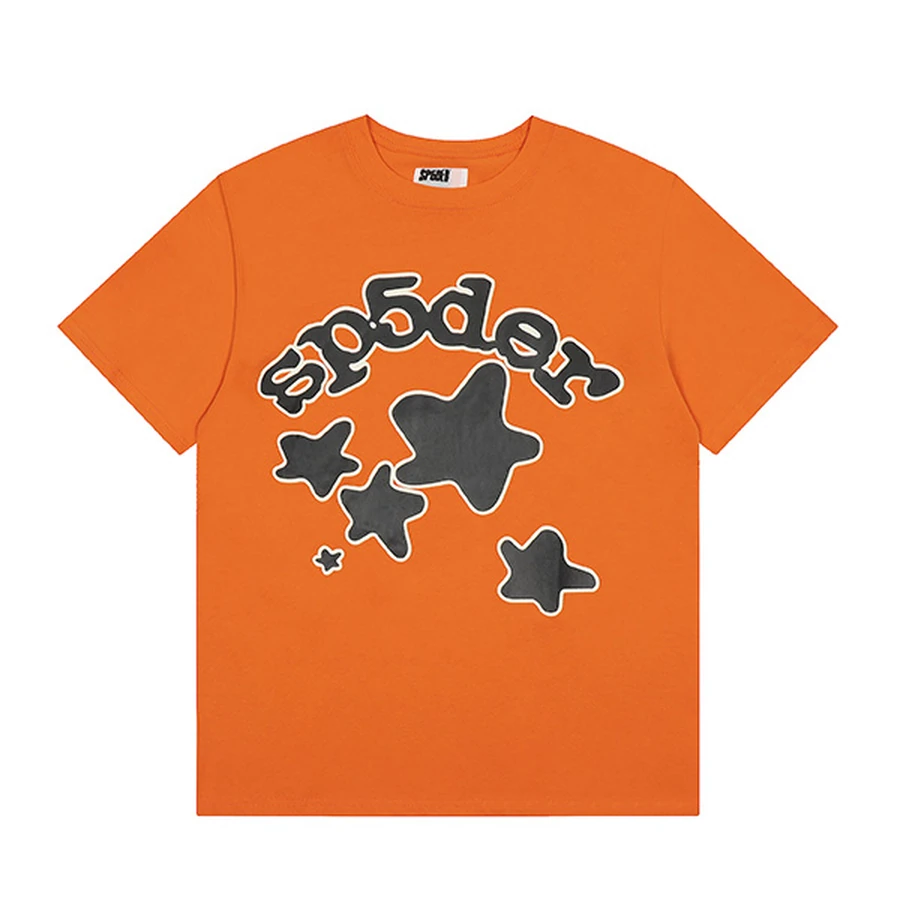 Sp5der Orange Star Logo Graphic Hoodie