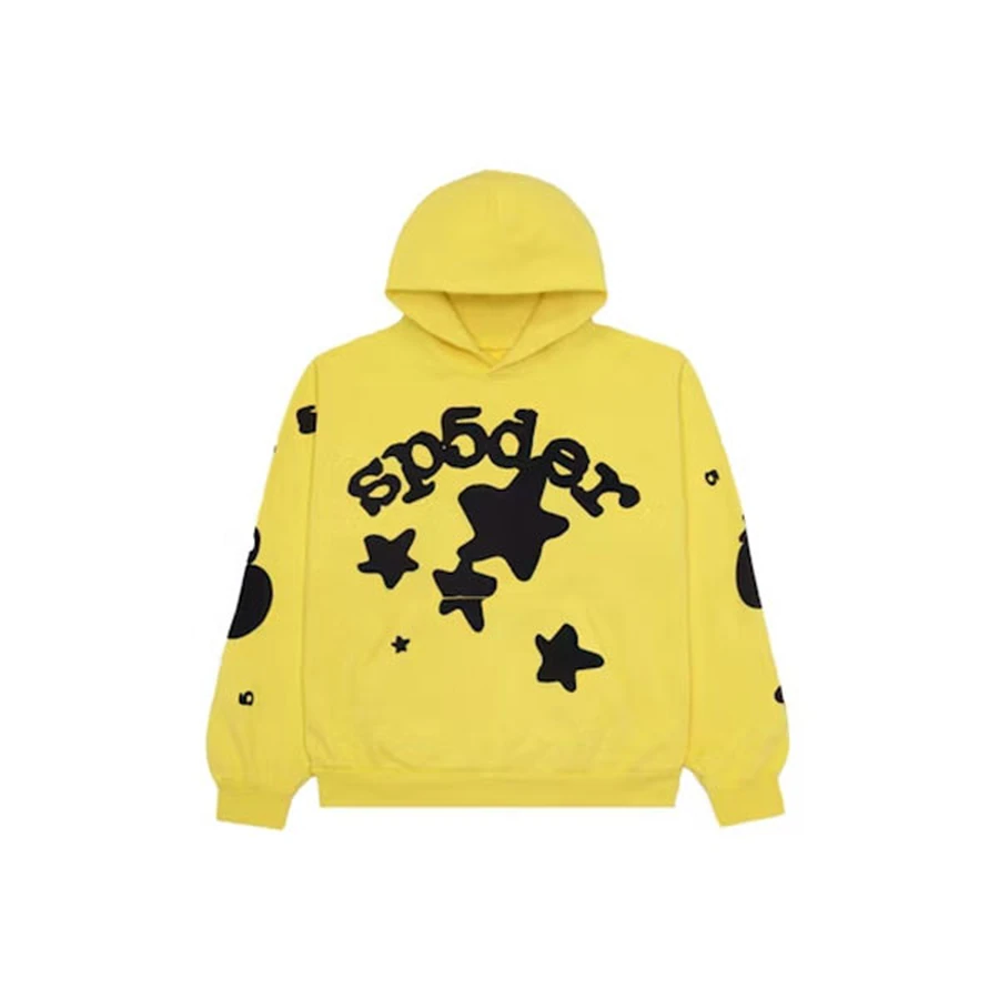Sp5der Orange Graphic Star Logo Hoodie