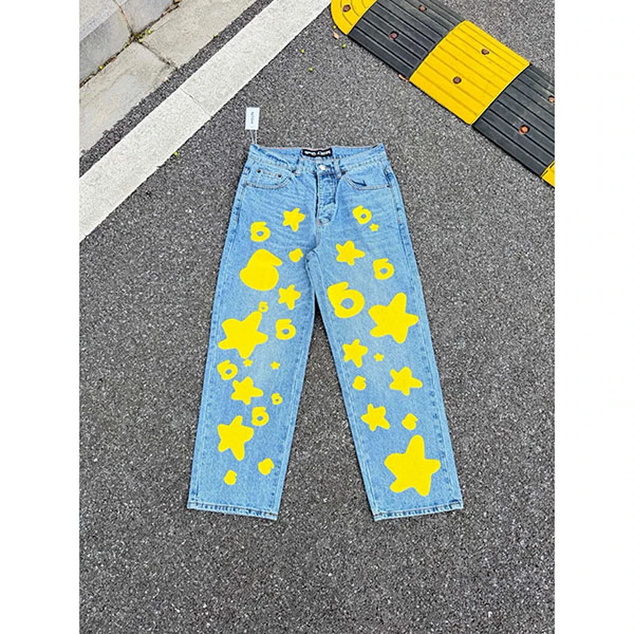 Sp5der Blue Star Graphic Jeans 3