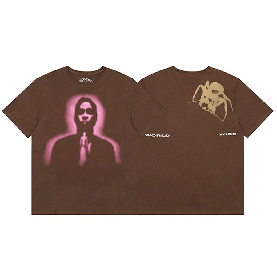 Sp5der Brown Figure Spider World Wide Graphic T-Shirt
