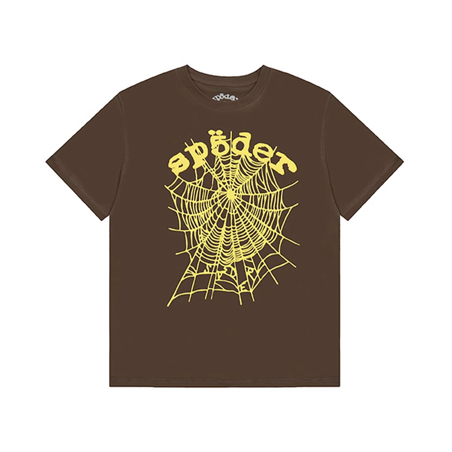 Sp5der Brown Spider Web Graphic T-Shirt 4