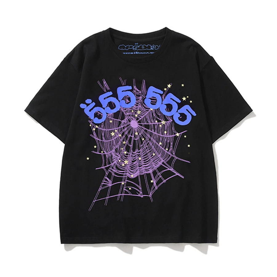Sp5der Black 555 Spider Web Graphic Tee