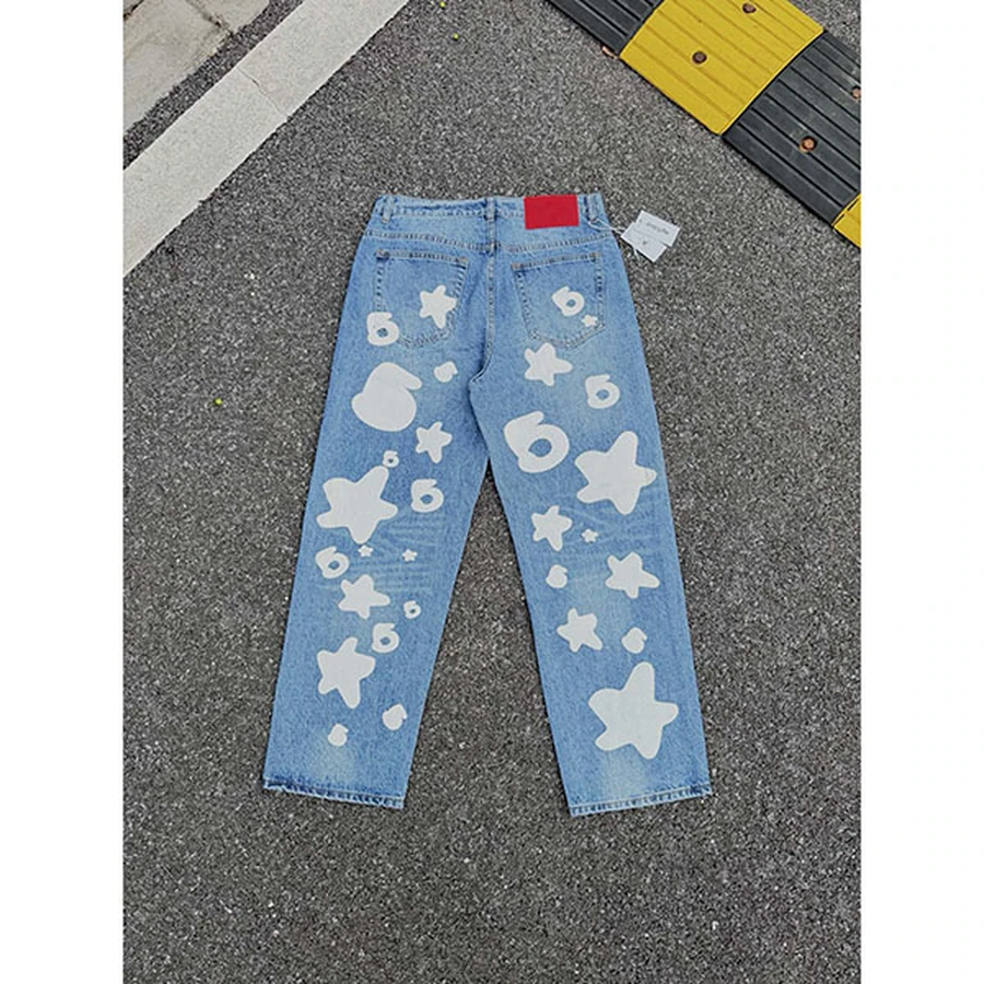 Sp5der Blue Star Graphic Jeans