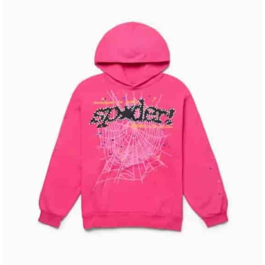 Sp5der Pink Spider Web Graphic Hoodie