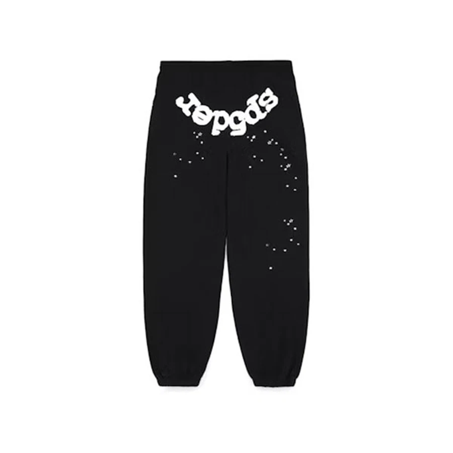Sp5der Black Graphic Print Fleece Sweatpants