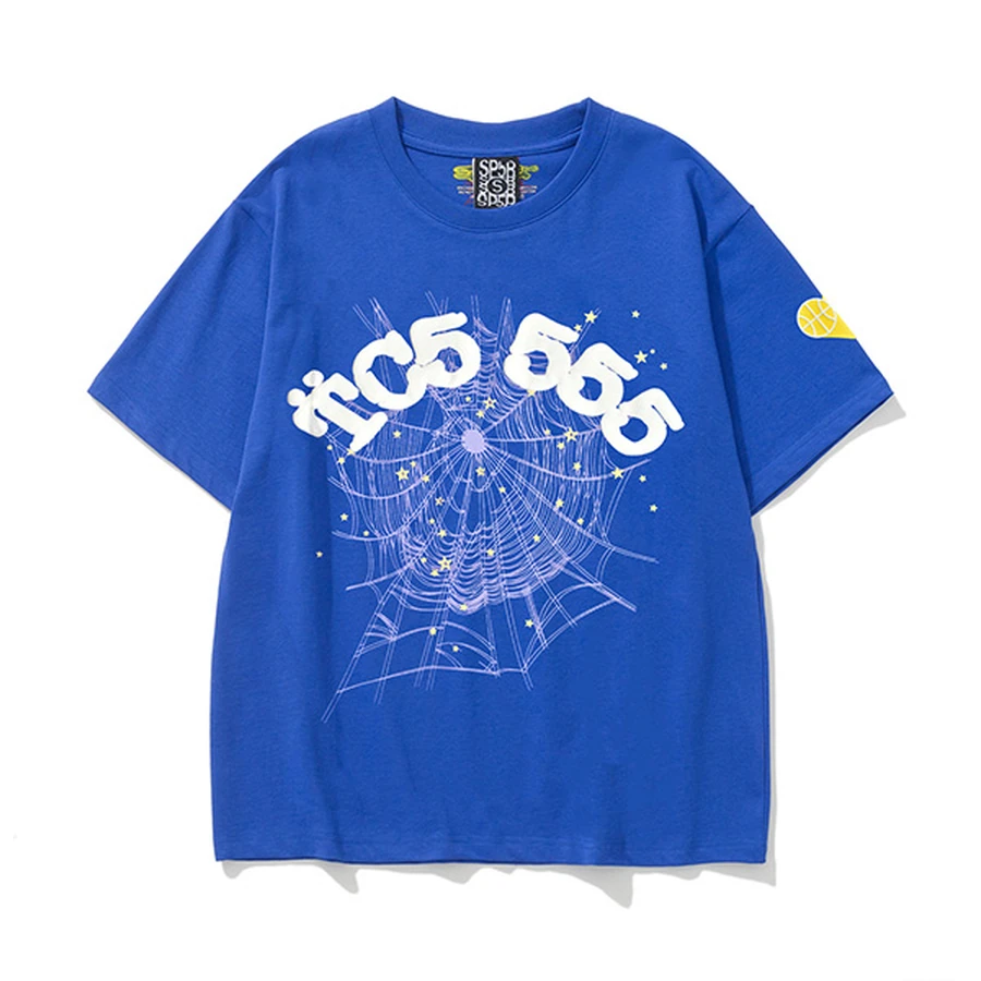 Sp5der Blue Spider Web Graphic T-Shirt 4