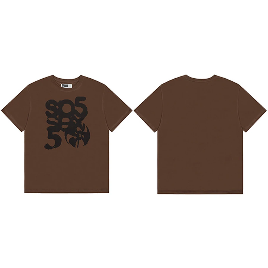 Sp5der Brown Spider Text Graphic T-Shirt