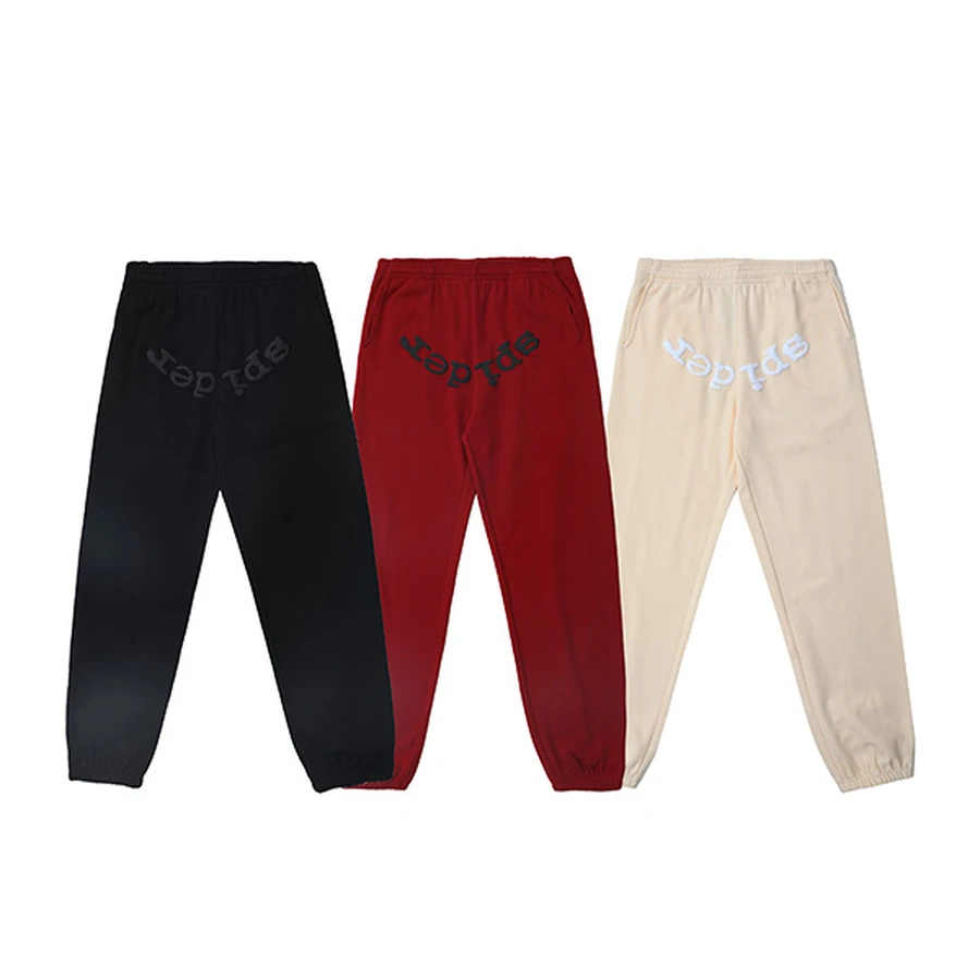 Sp5der Multi-Color Curved Spider Logo Graphic Sweatpants
