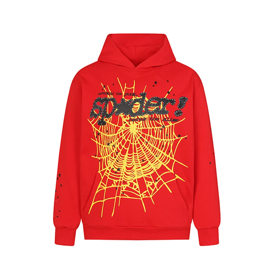 Sp5der Orange Logo Graphic Hoodie