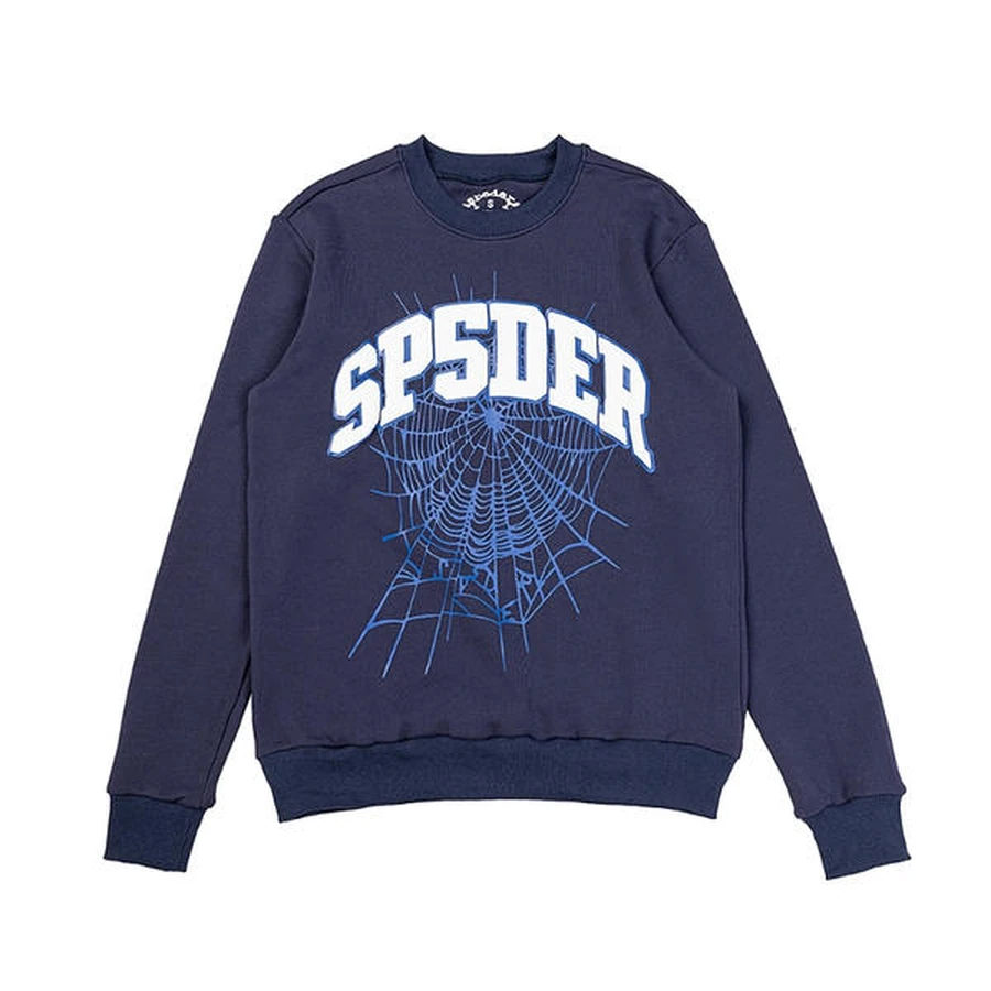 Sp5der Navy Blue Web Logo Sweatshirt
