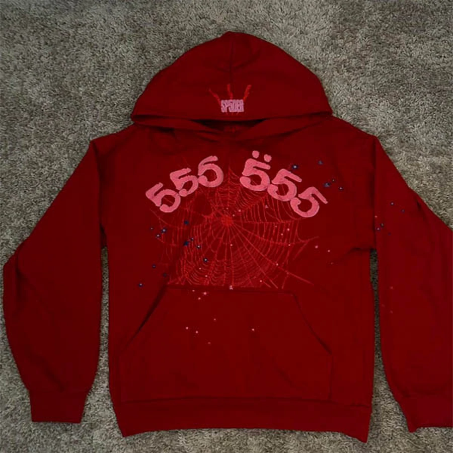 Sp5der Red Spider Web Graphic Hoodie 2
