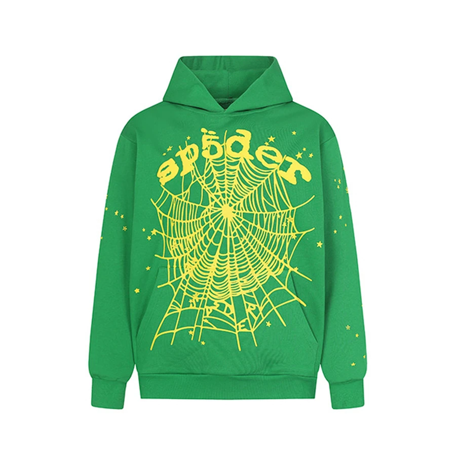 Sp5der Grey Spider Web Logo Hoodie