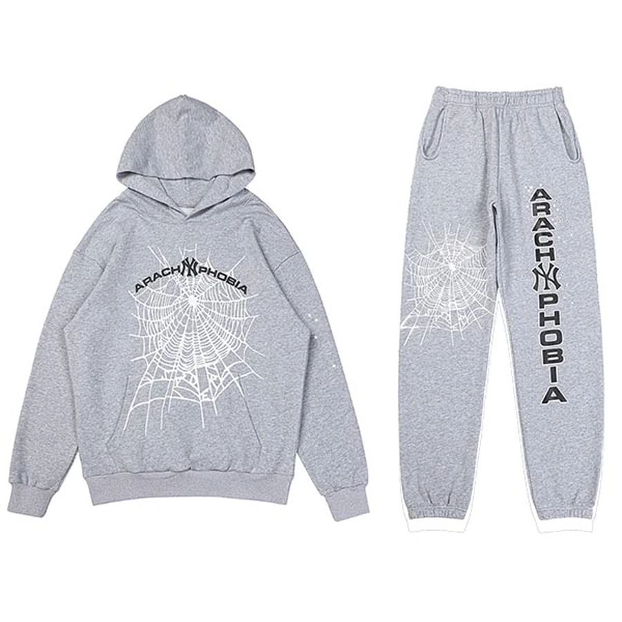 Sp5der Grey Arachnophobia Web Graphic Tracksuit