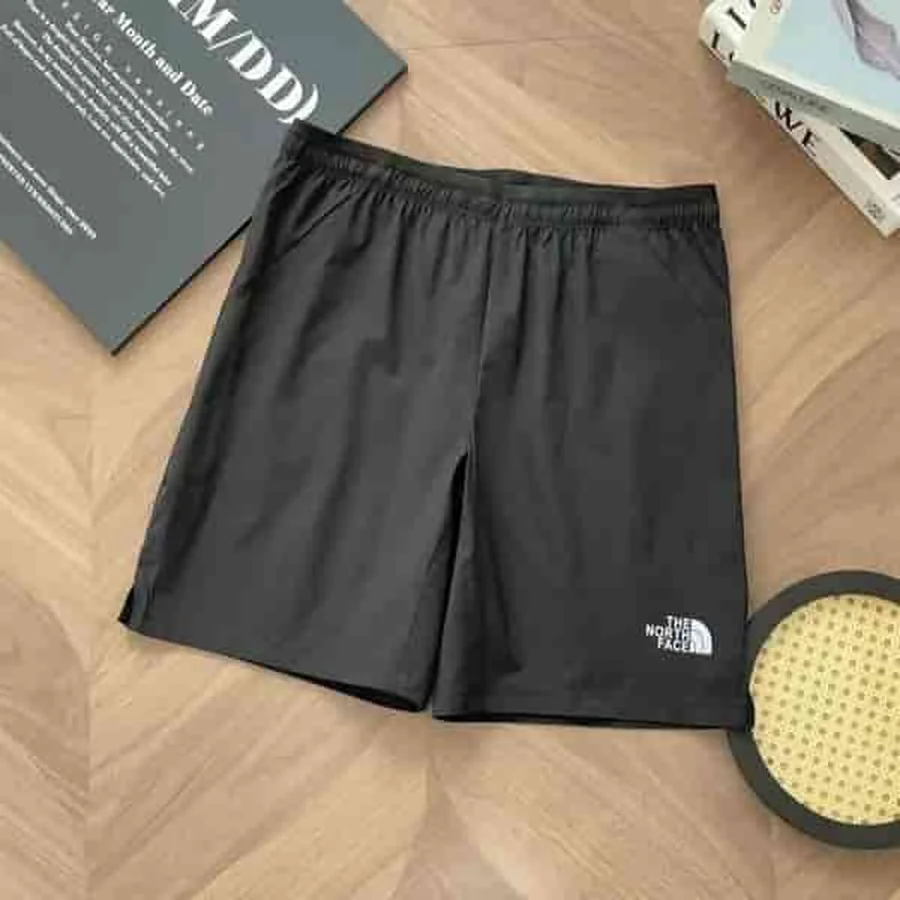 Grey Solid Color Technical Shorts Shorts — Black