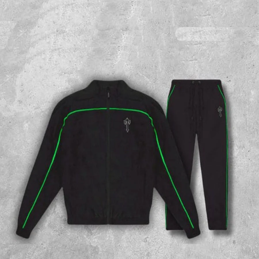 Trapstar Black, Green Neon Piping Tracksuit Tracksuit