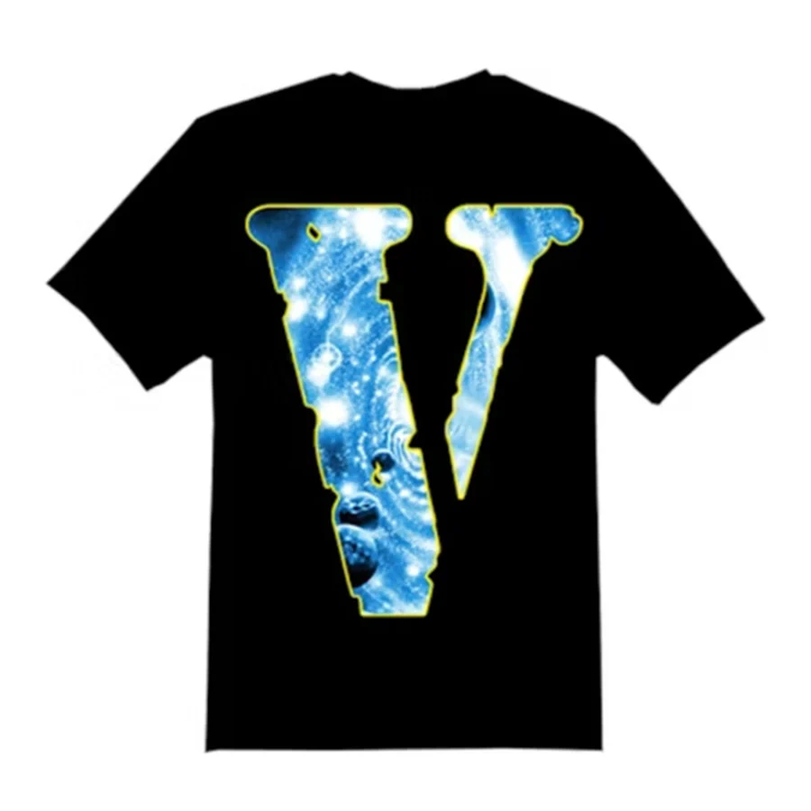 VLONE Black Large Blue Galaxy V Logo T-Shirt