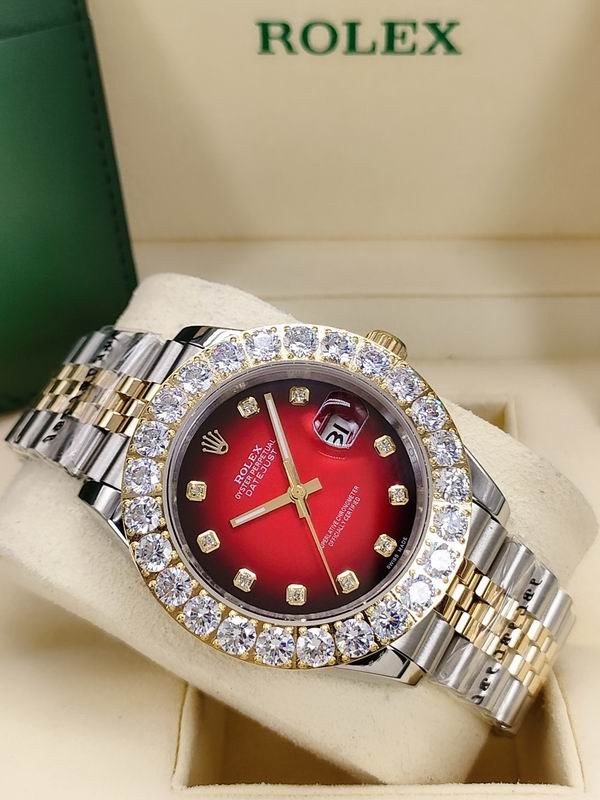 Rolex Datejust Red Dial Diamond Two-Tone