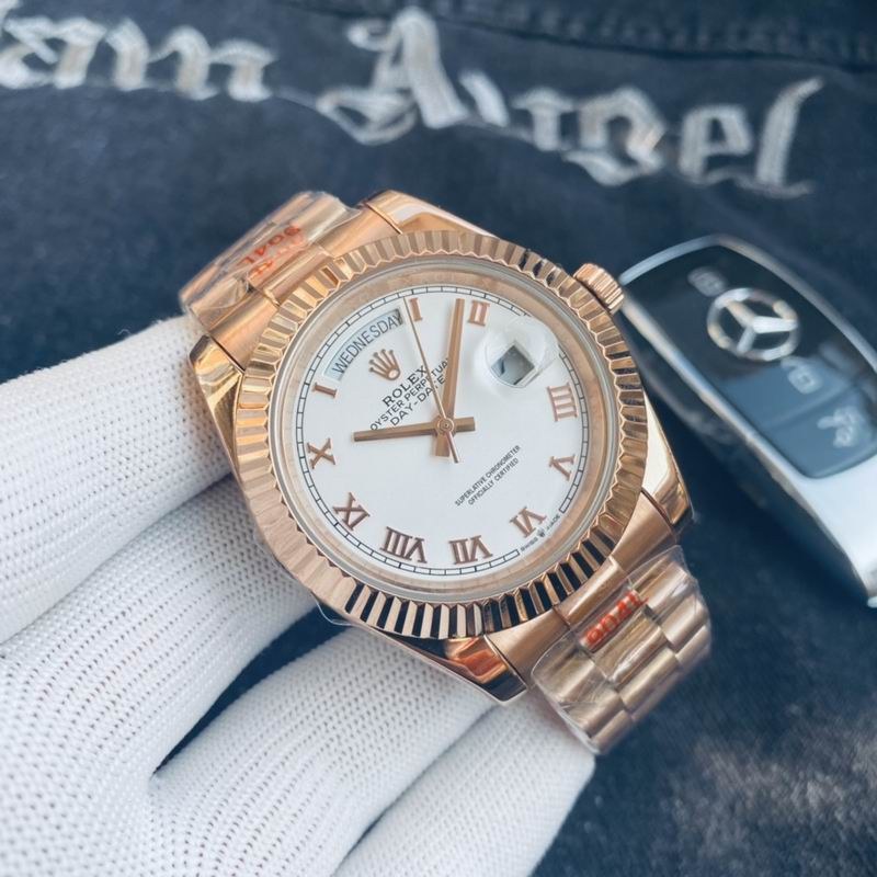 Rolex Day-Date White Dial Roman Rose Gold