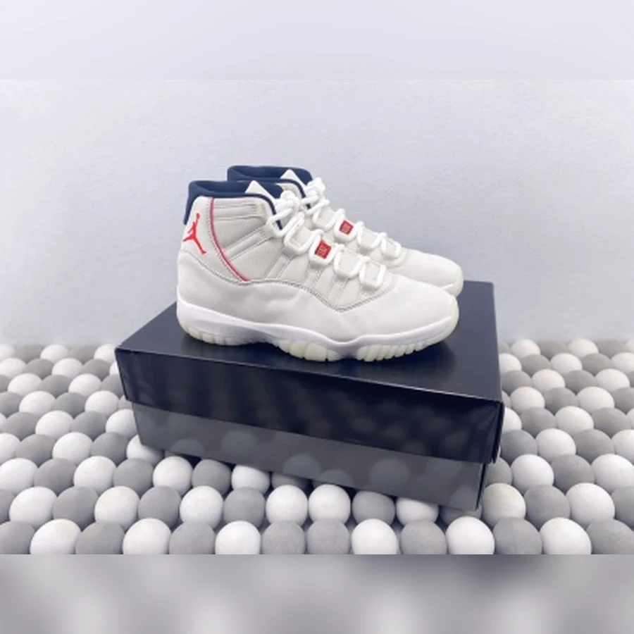 Jordan 11 Platinum Tint Red Navy
