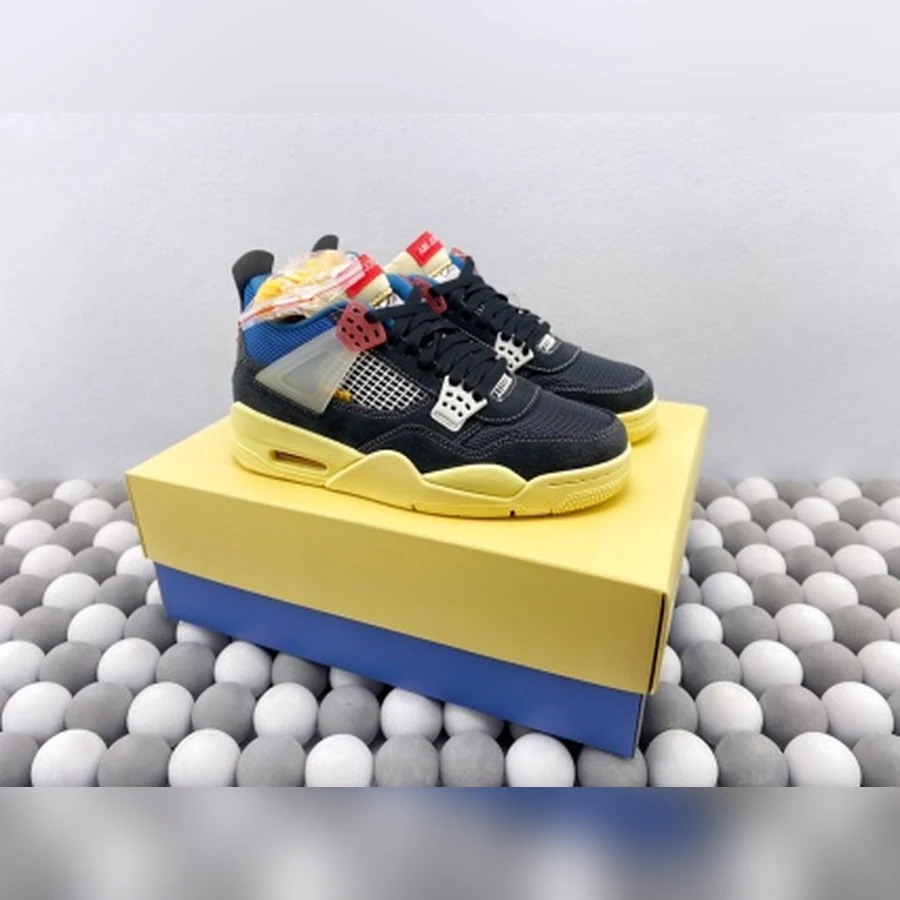 Jordan 4 Black Blue Yellow Off Noir