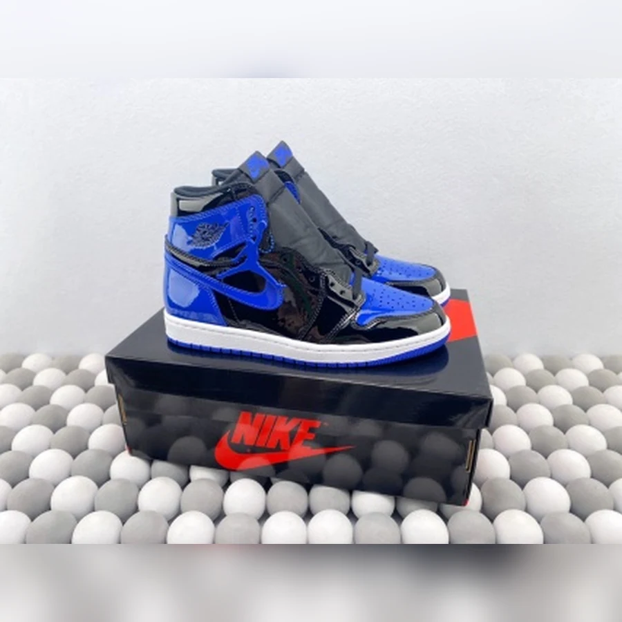 Jordan 1 High Black Patent Royal Blue