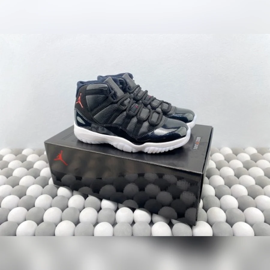 Jordan 11 Black White Red High — Gallery