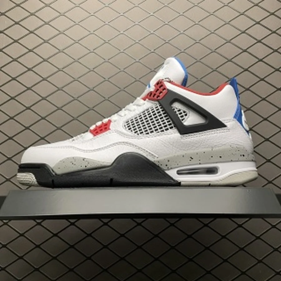 Jordan 4 White Blue Red Cement