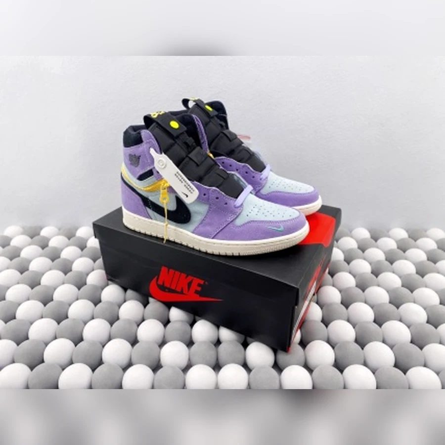Jordan 1 High Purple Light Blue Yellow