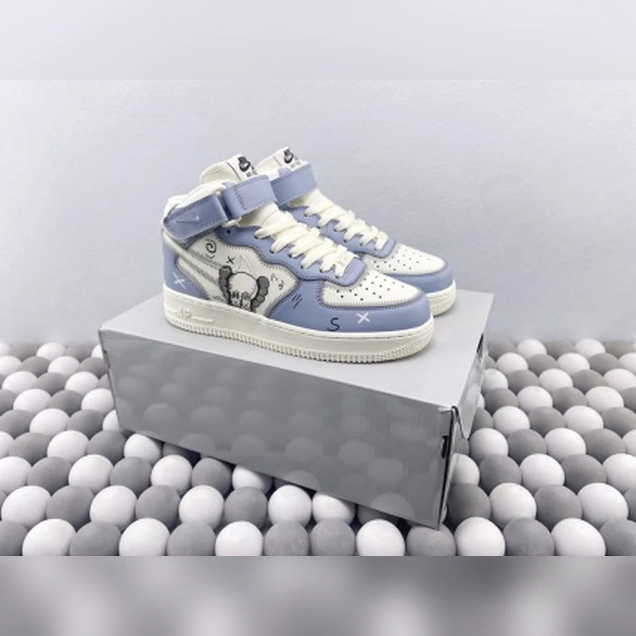 Nike Air Force 1 Mid Light Blue White Custom