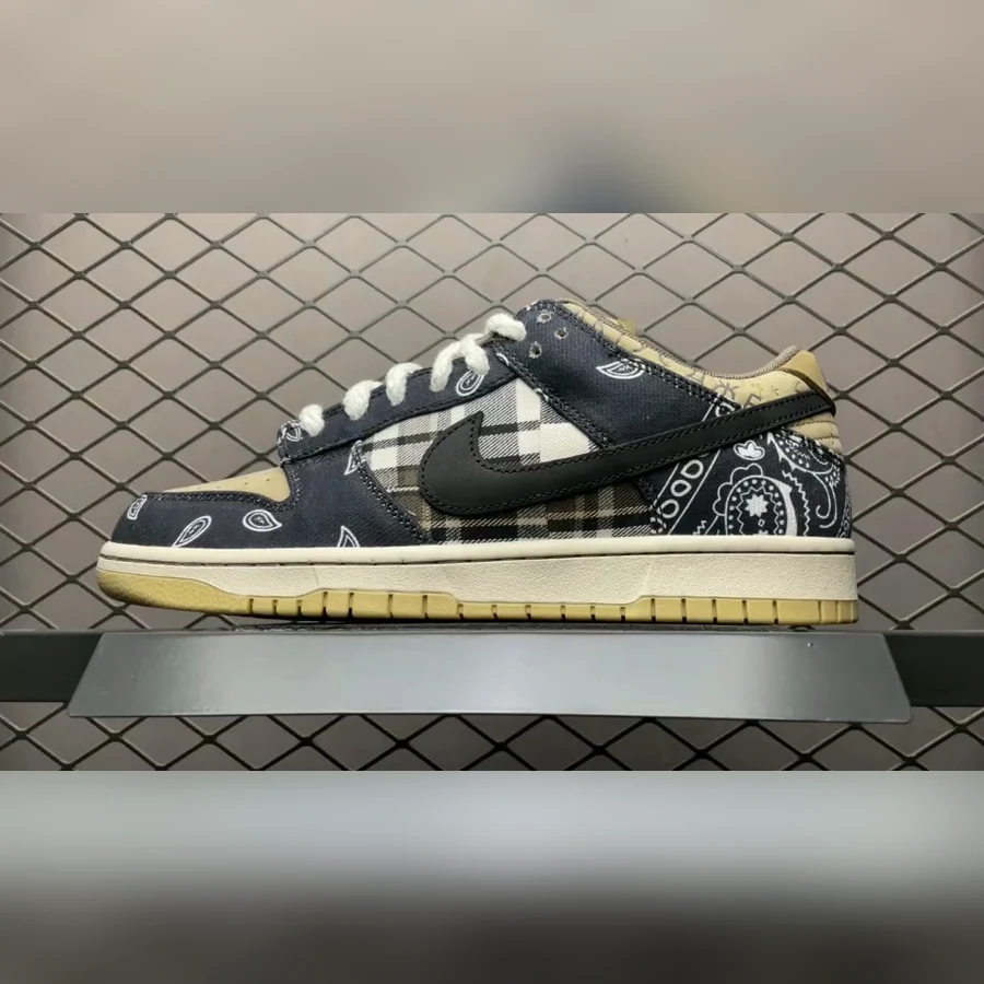 Nike Dunk Low Black Tan Plaid Paisley