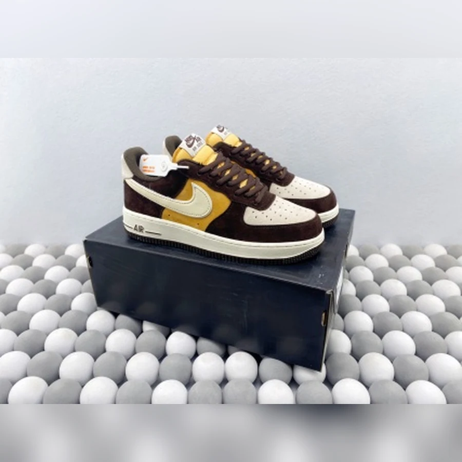 Nike Air Force 1 Brown Yellow Cream