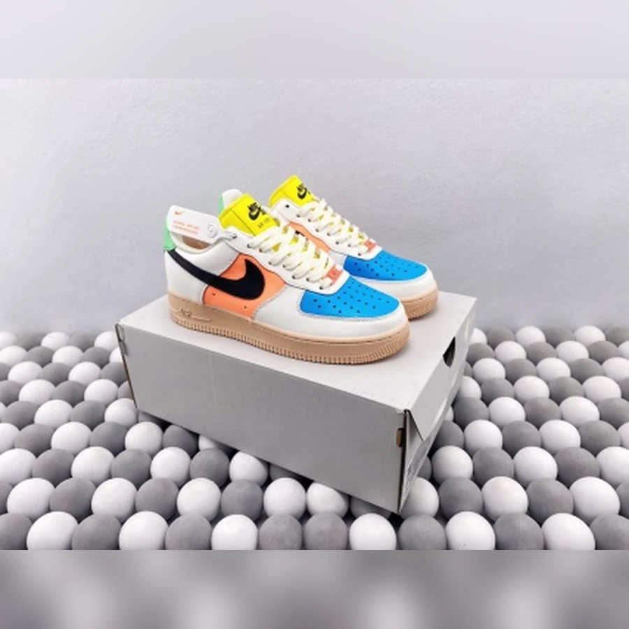 Nike Air Force 1 White Blue Orange Yellow